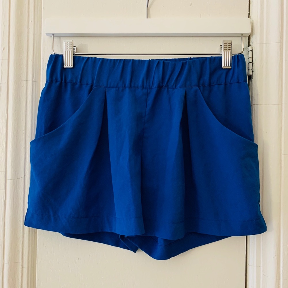 BCBGMaxAzria silk-like shorts in vivid blue